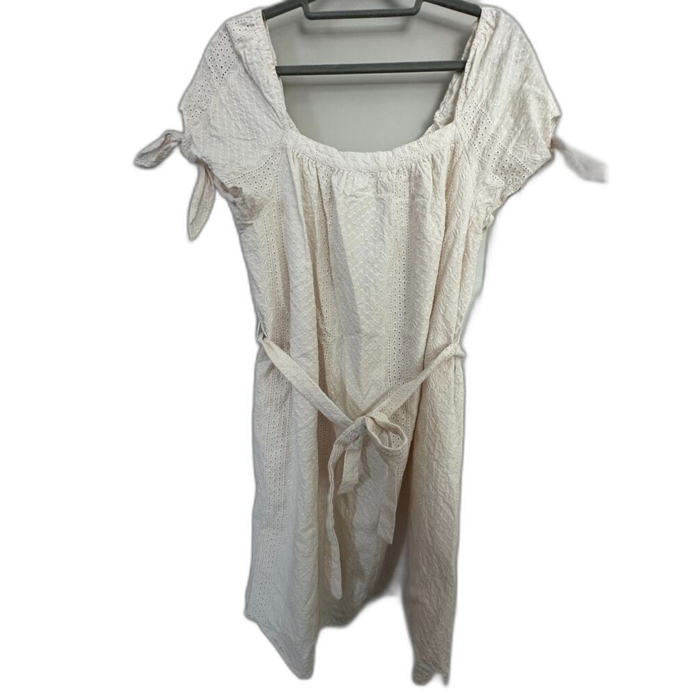 Universal Threads Cottage Core Ivory Tie Belted Short Dress Women's Size Large